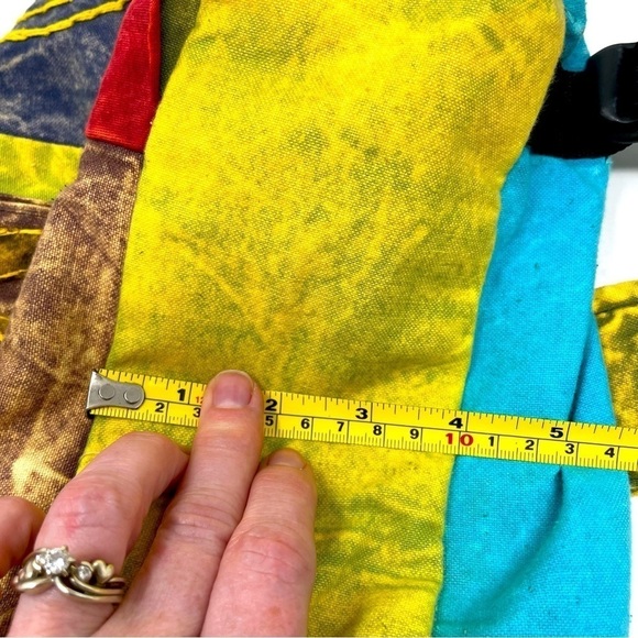 Boho Multicolor Backpack Drawstring & Button Closure Adjustable Straps - Picture 10 of 10